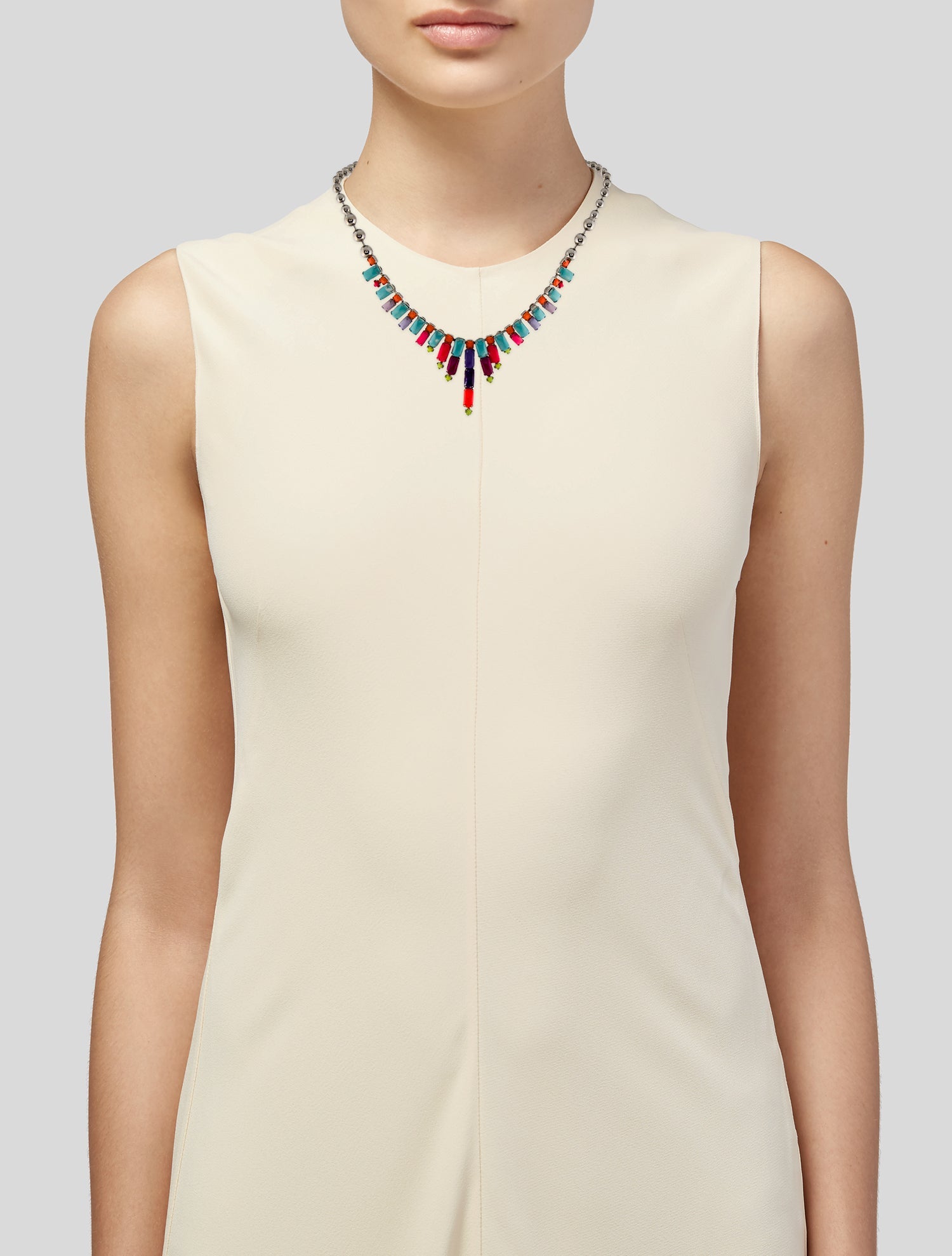 Tom Binns Multicolor Neon Crystal & Resin Collar Necklace