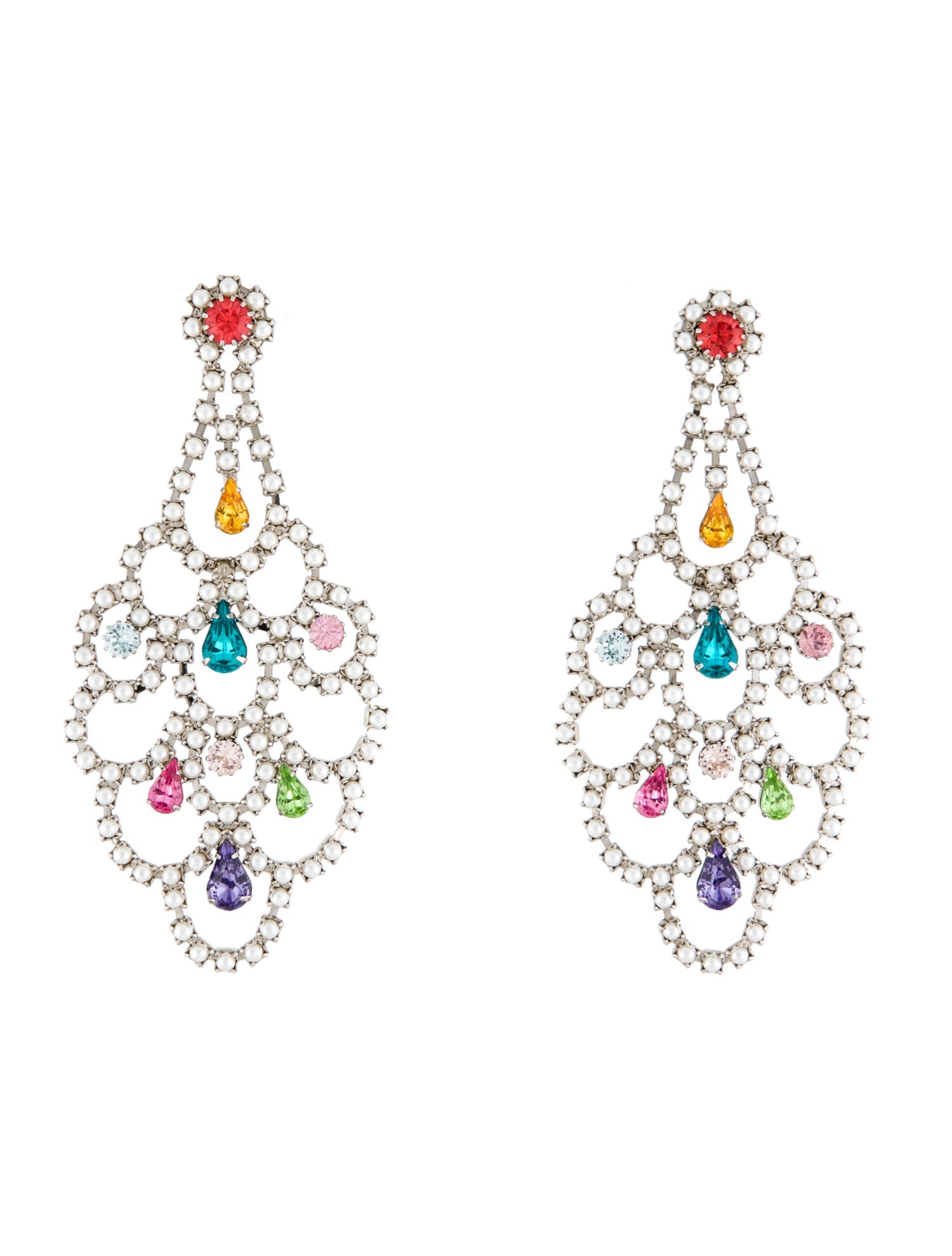 Tom Binns Faux Pearl & Crystal Chandelier Earrings