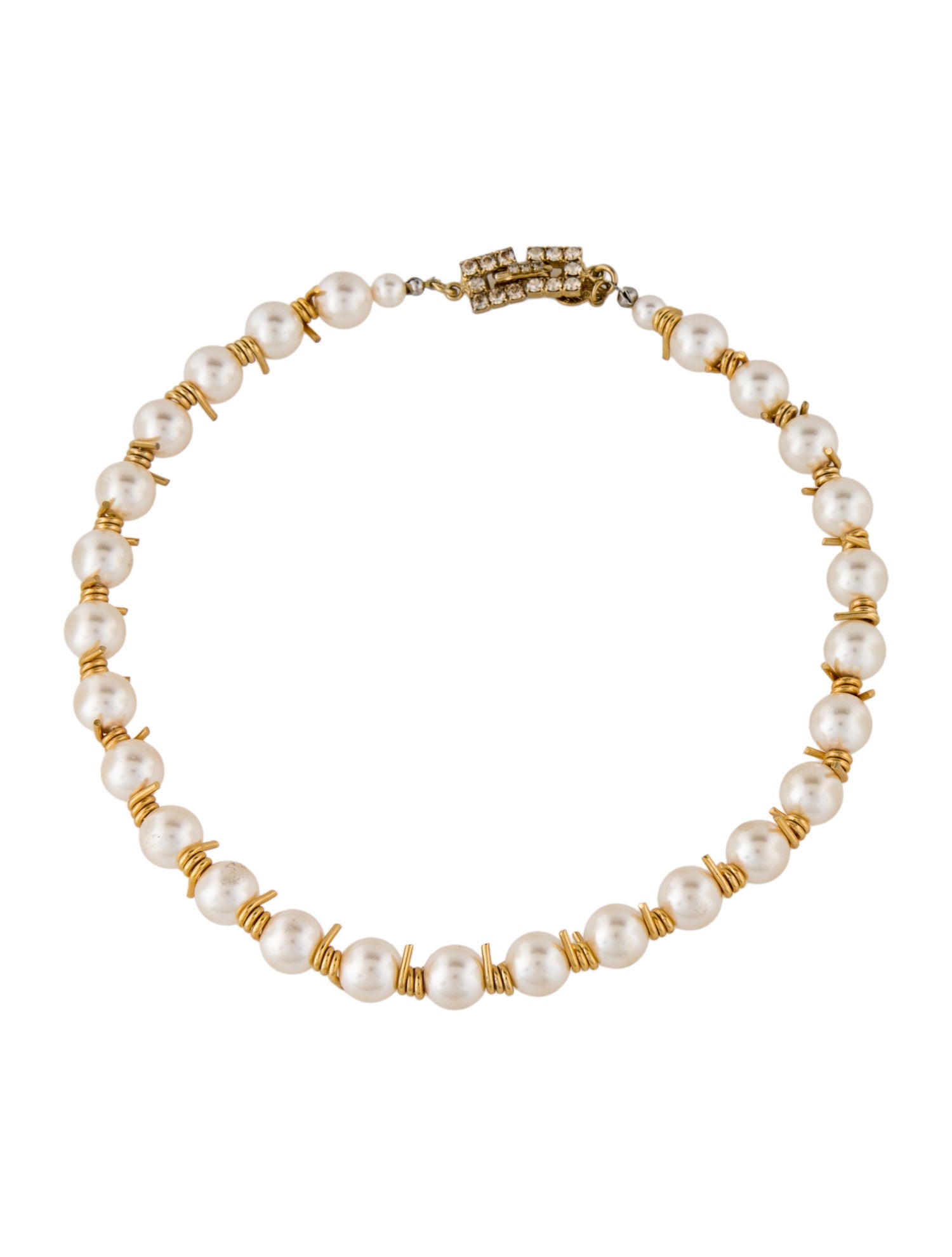 Tom Binns Faux Pearl & Barbed Wire Collar Necklace