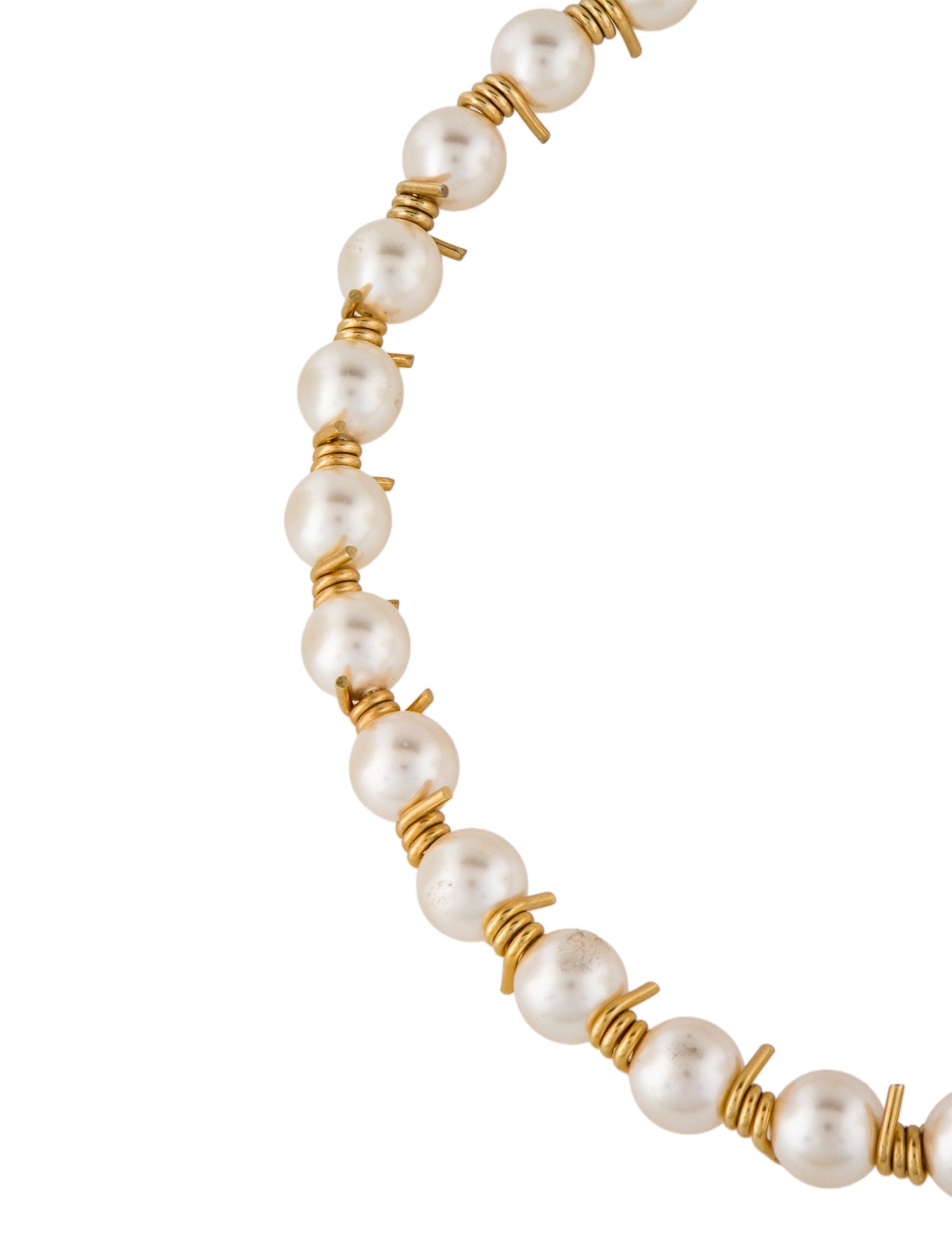 Tom Binns Faux Pearl & Barbed Wire Collar Necklace