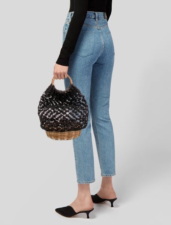 Serpui Marie Wicker Top Handle Bag
