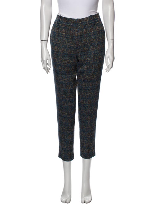 Tia Cibani Tweed Pattern Skinny Leg Pants Blue