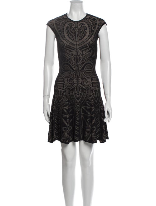RVN Lace Pattern Mini Dress Black