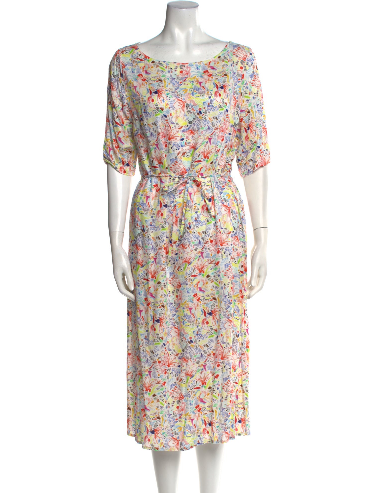 Agnes B. Floral Print Midi Length Dress