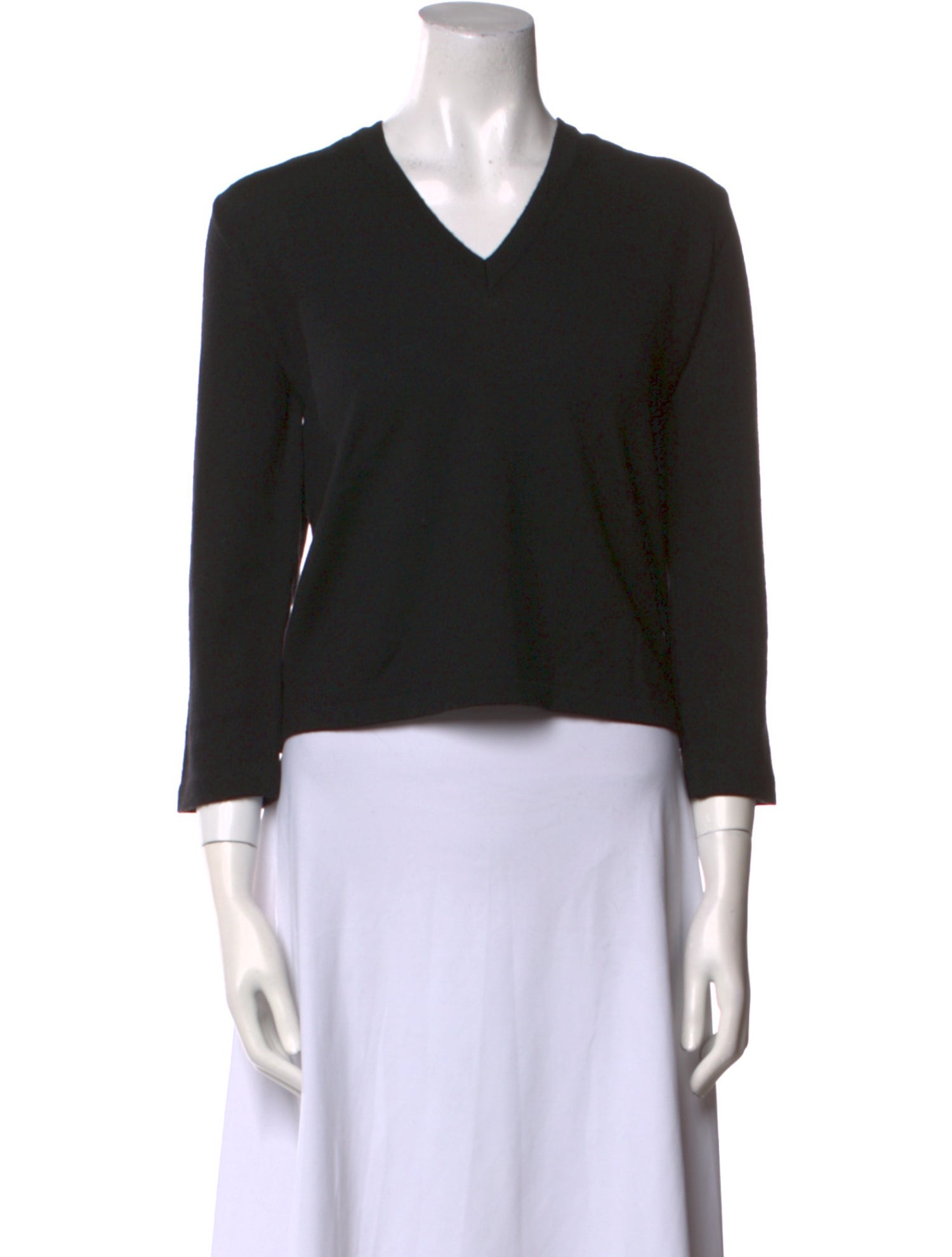 Agnes B. Merino Wool V-Neck Sweater