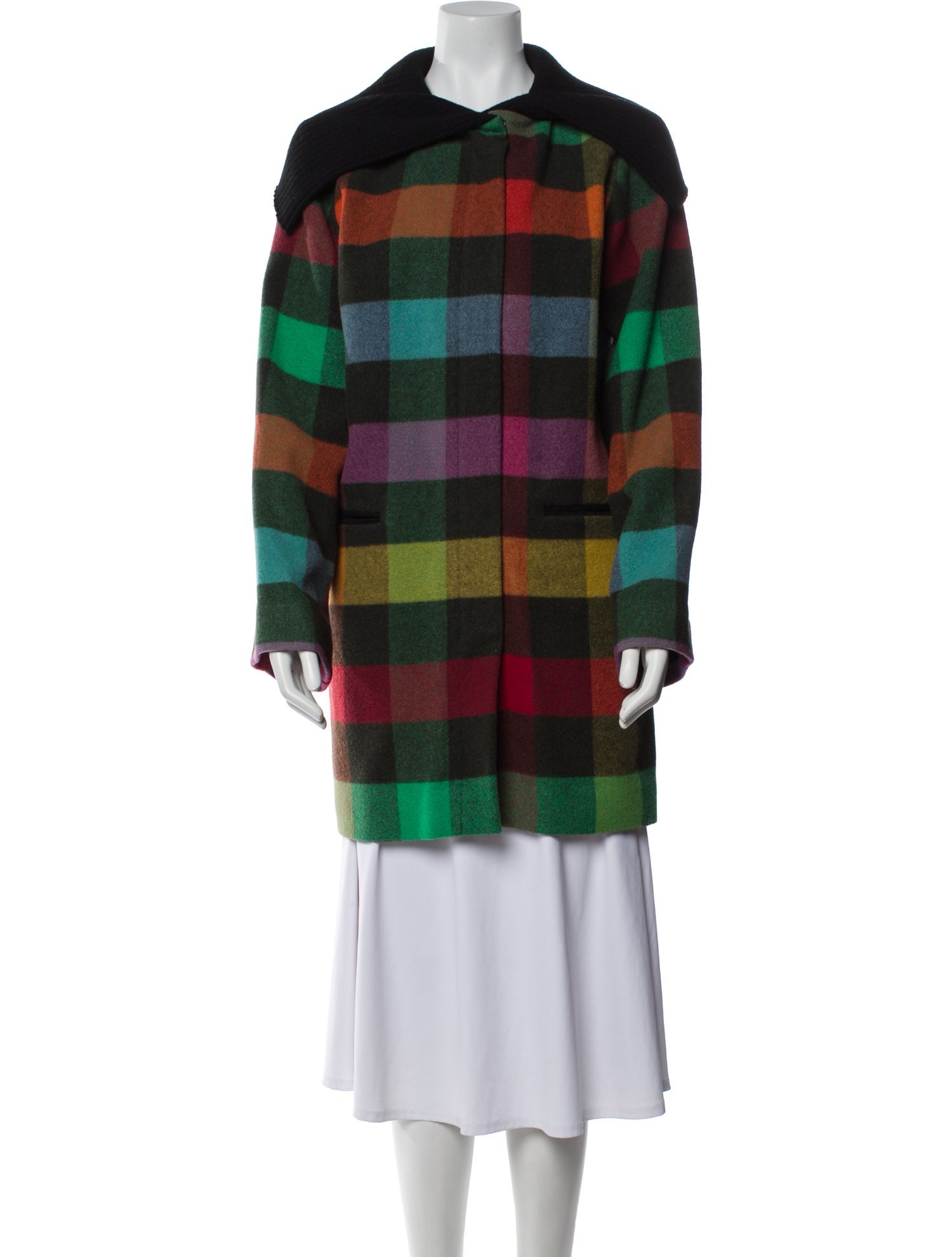 Agnes B. Wool Plaid Print Coat