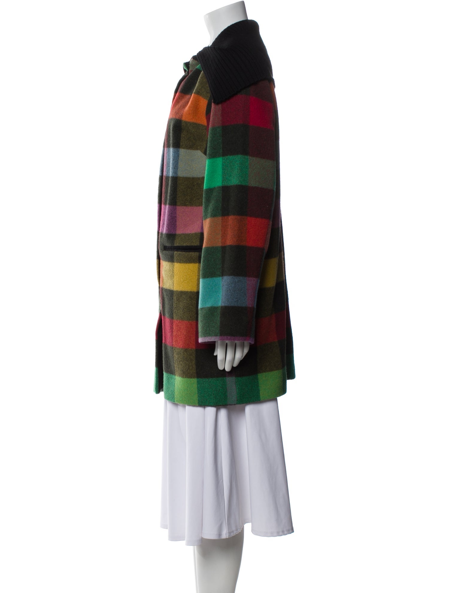 Agnes B. Wool Plaid Print Coat