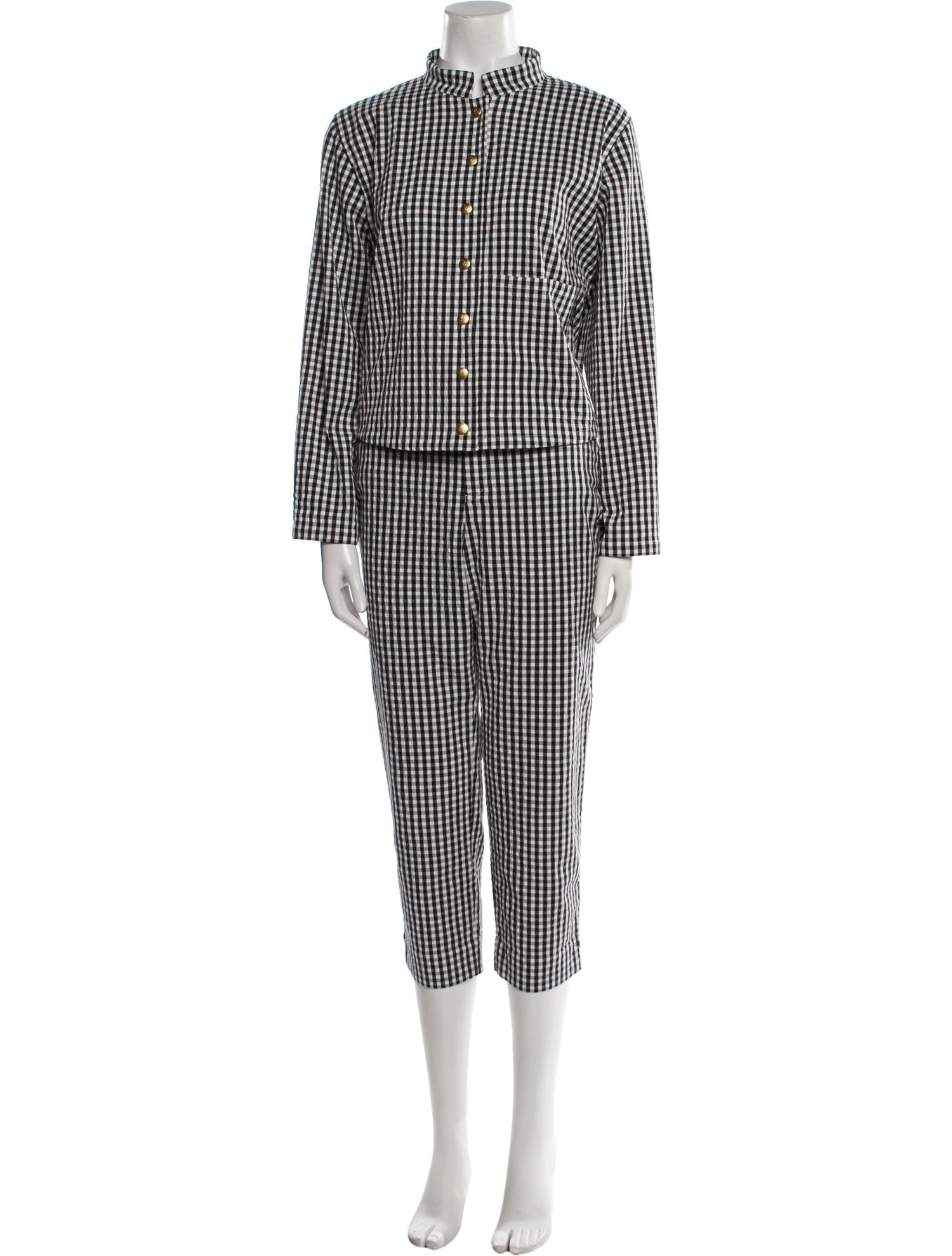 Agnes B. Plaid Print Pant Set