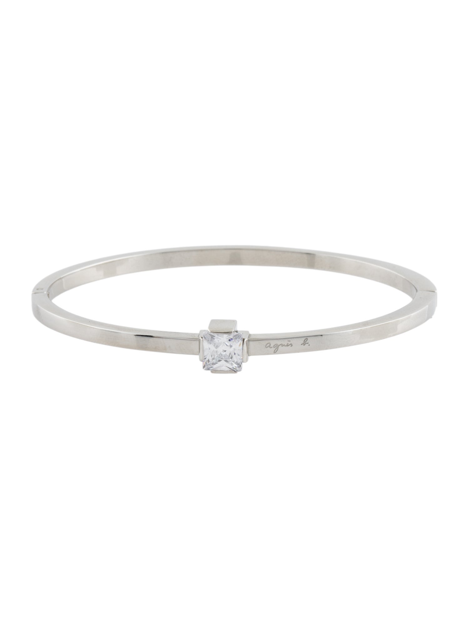 Agnes B. Cubic Zirconia Hinged Bangle Bracelet