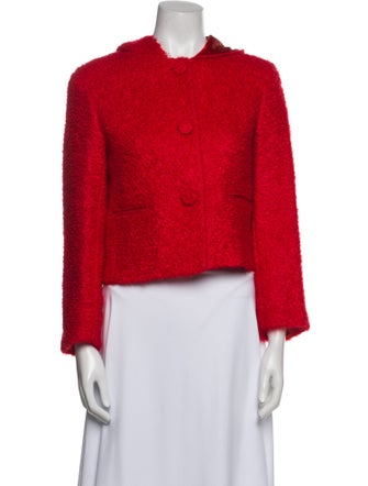 Agnes B. Mohair Tweed Pattern Faux Fur Jacket