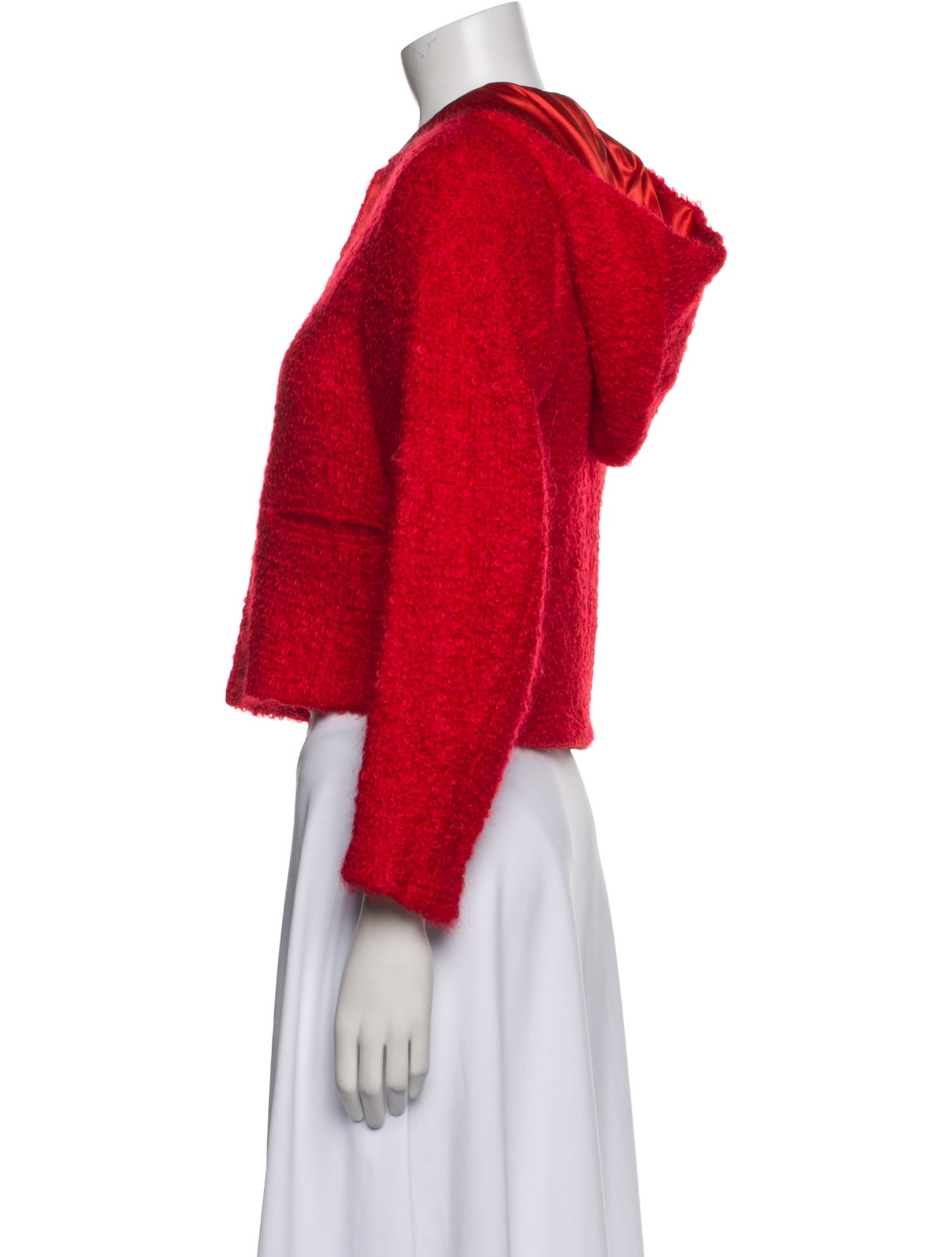 Agnes B. Mohair Tweed Pattern Faux Fur Jacket