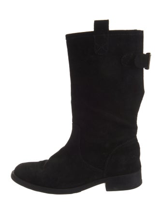 Agnes B. Suede Moto Boots