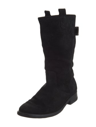 Agnes B. Suede Moto Boots