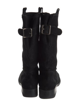 Agnes B. Suede Moto Boots