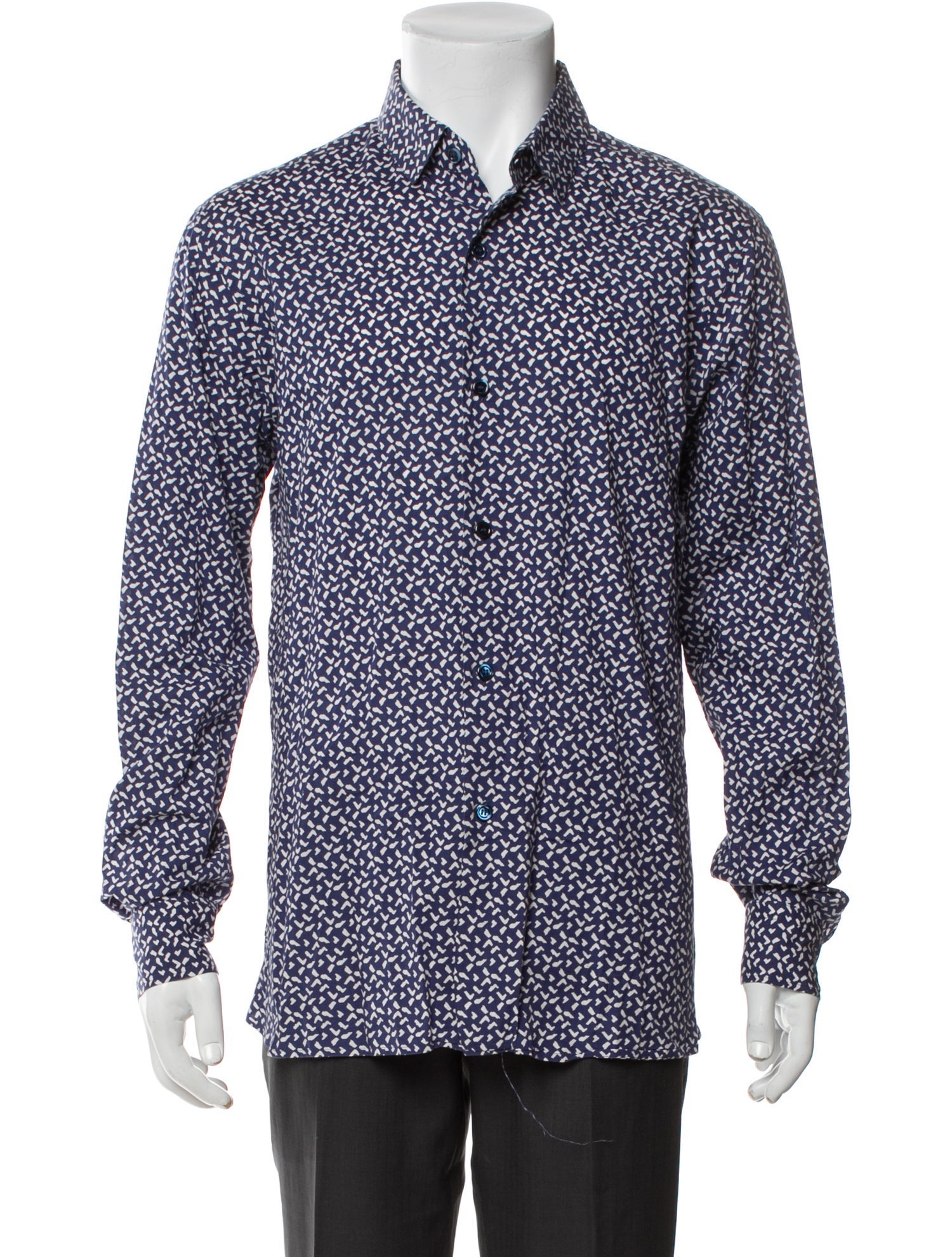 Agnes B. Printed Long Sleeve Denim Shirt