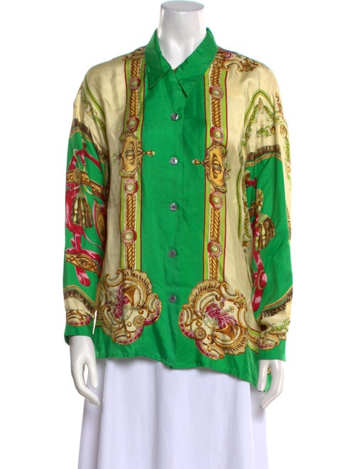 Ted Lapidus Silk Printed Button-Up Top