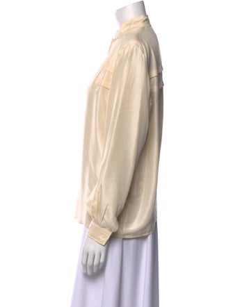 Ted Lapidus Mock Neck Long Sleeve Button-Up Top