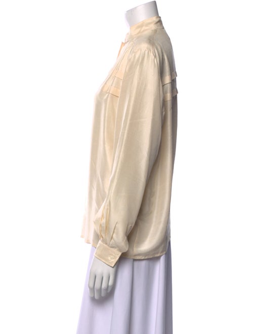 Ted Lapidus Mock Neck Long Sleeve Button-Up Top