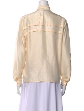 Ted Lapidus Mock Neck Long Sleeve Button-Up Top