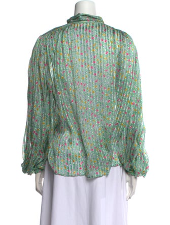 Ted Lapidus Floral Print Mock Neck Blouse