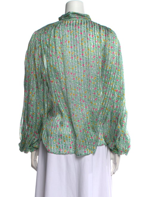 Ted Lapidus Floral Print Mock Neck Blouse