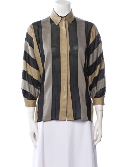 Ted Lapidus Striped Long Sleeve Button-Up Top