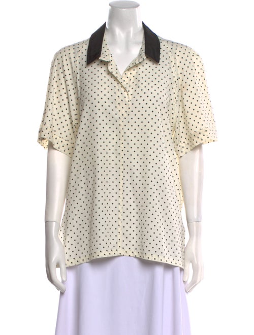 Ted Lapidus Polka Dot Print Short Sleeve Button-Up Top