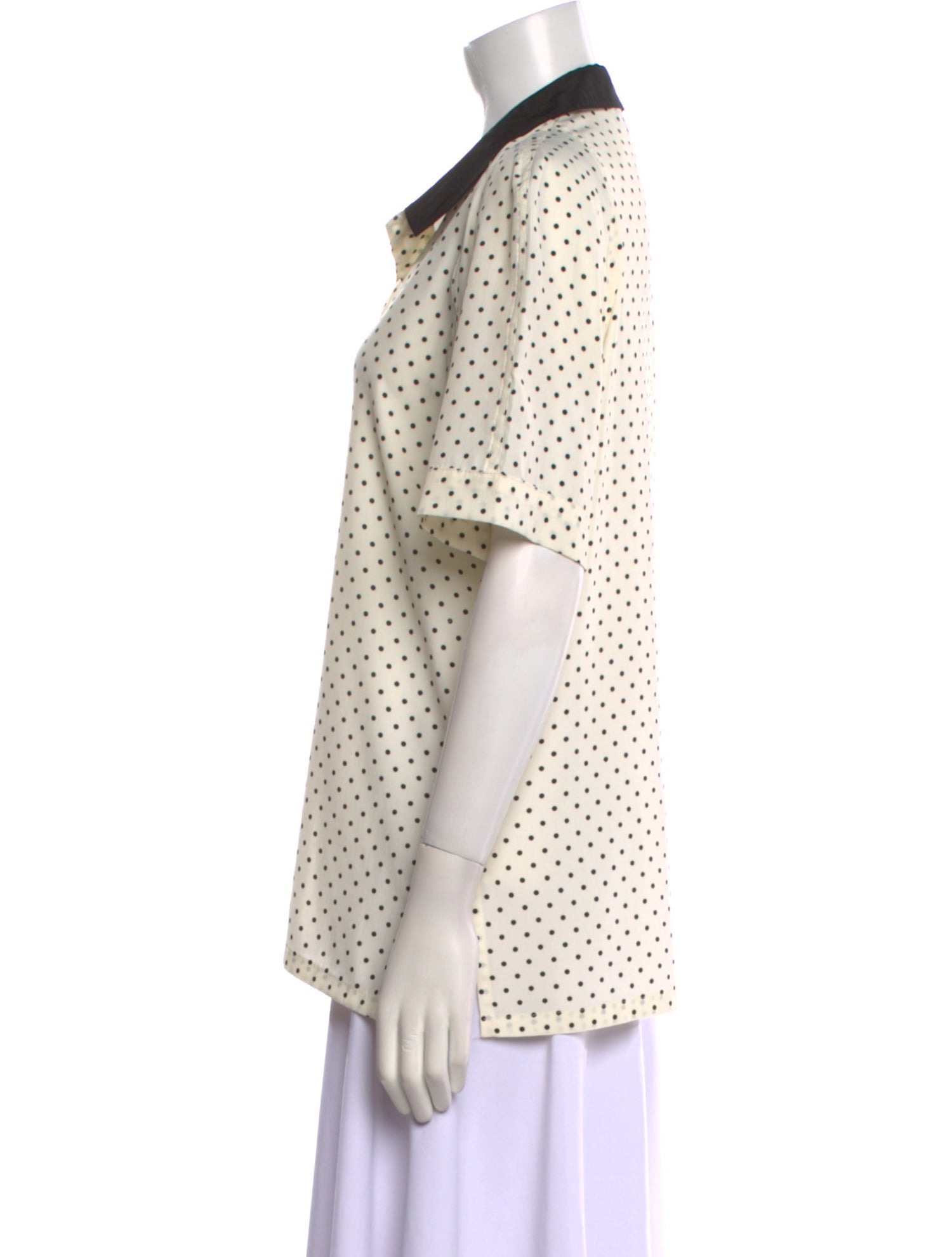 Ted Lapidus Polka Dot Print Short Sleeve Button-Up Top