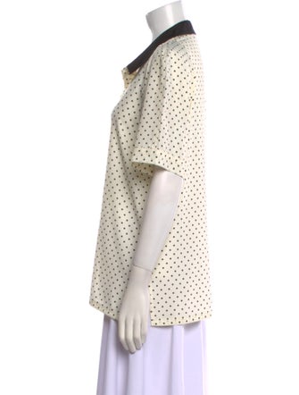 Ted Lapidus Polka Dot Print Short Sleeve Button-Up Top