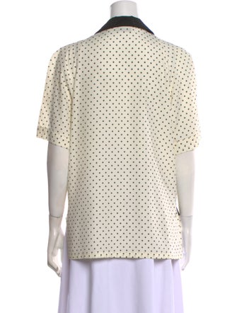 Ted Lapidus Polka Dot Print Short Sleeve Button-Up Top