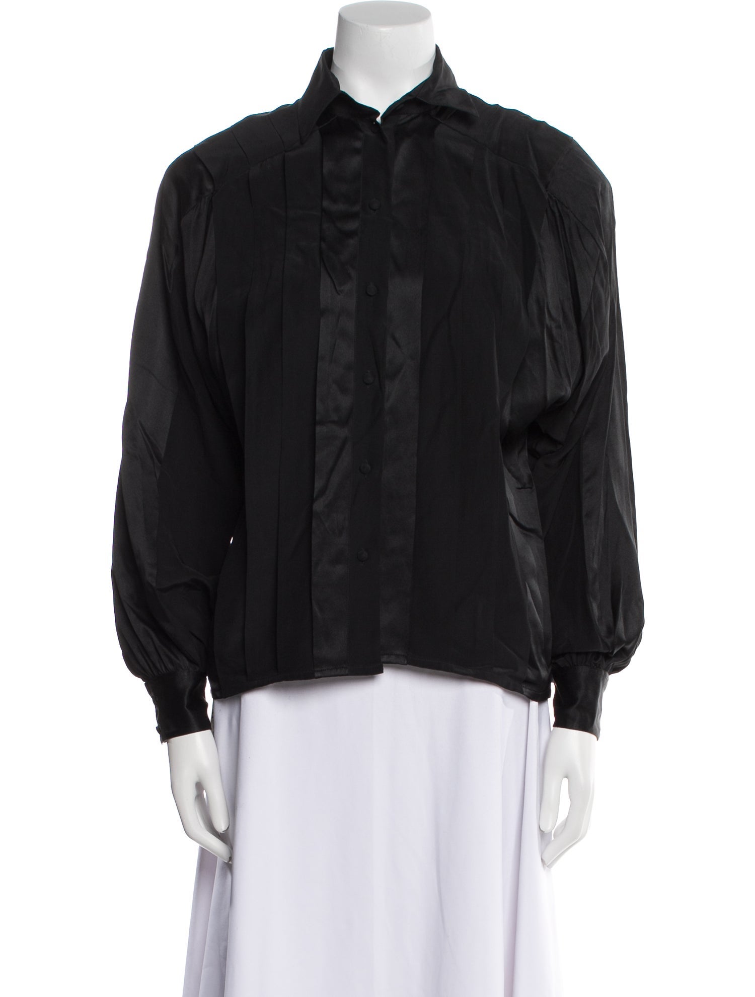 Ted Lapidus Silk Mock Neck Button-Up Top