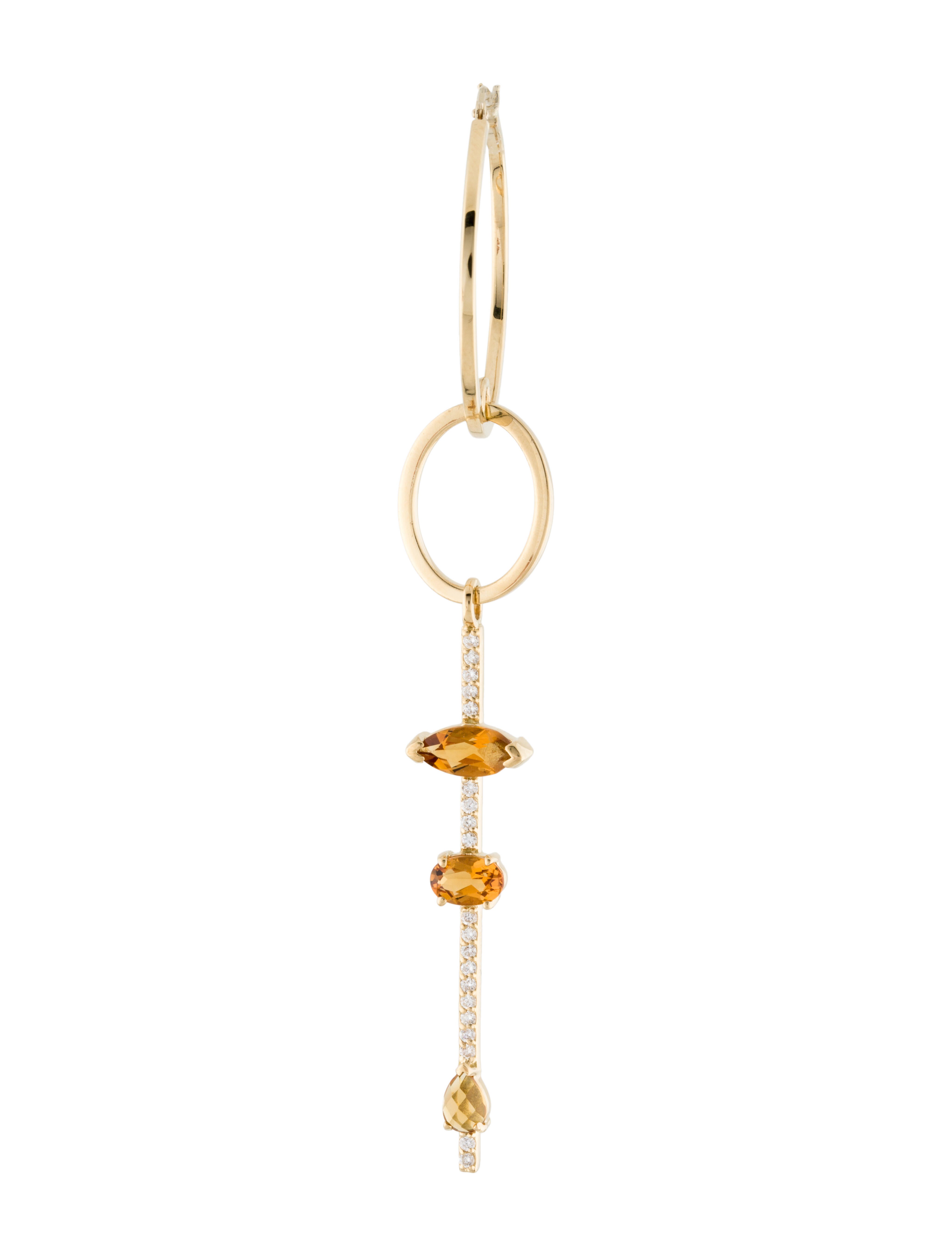 Paige Novick 14K Citrine & Diamond Single Drop Earring