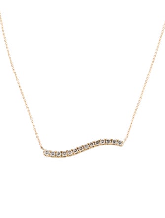 Paige Novick 14K Diamond Wavy Bar Pendant Necklace