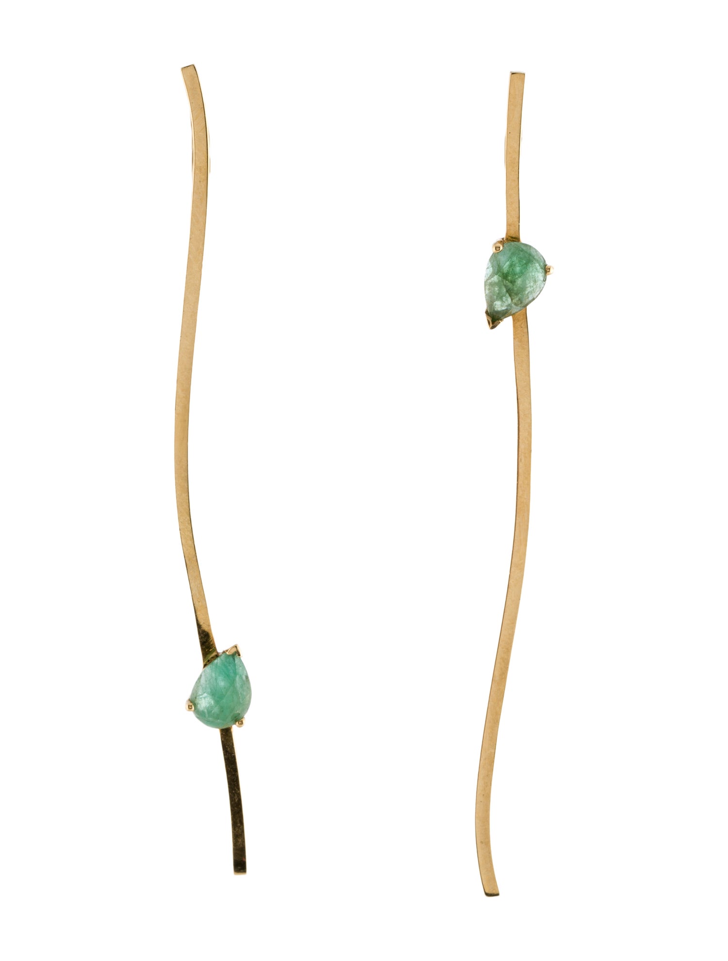 Paige Novick 18K Emerald Curved Statement Drop Earrings
