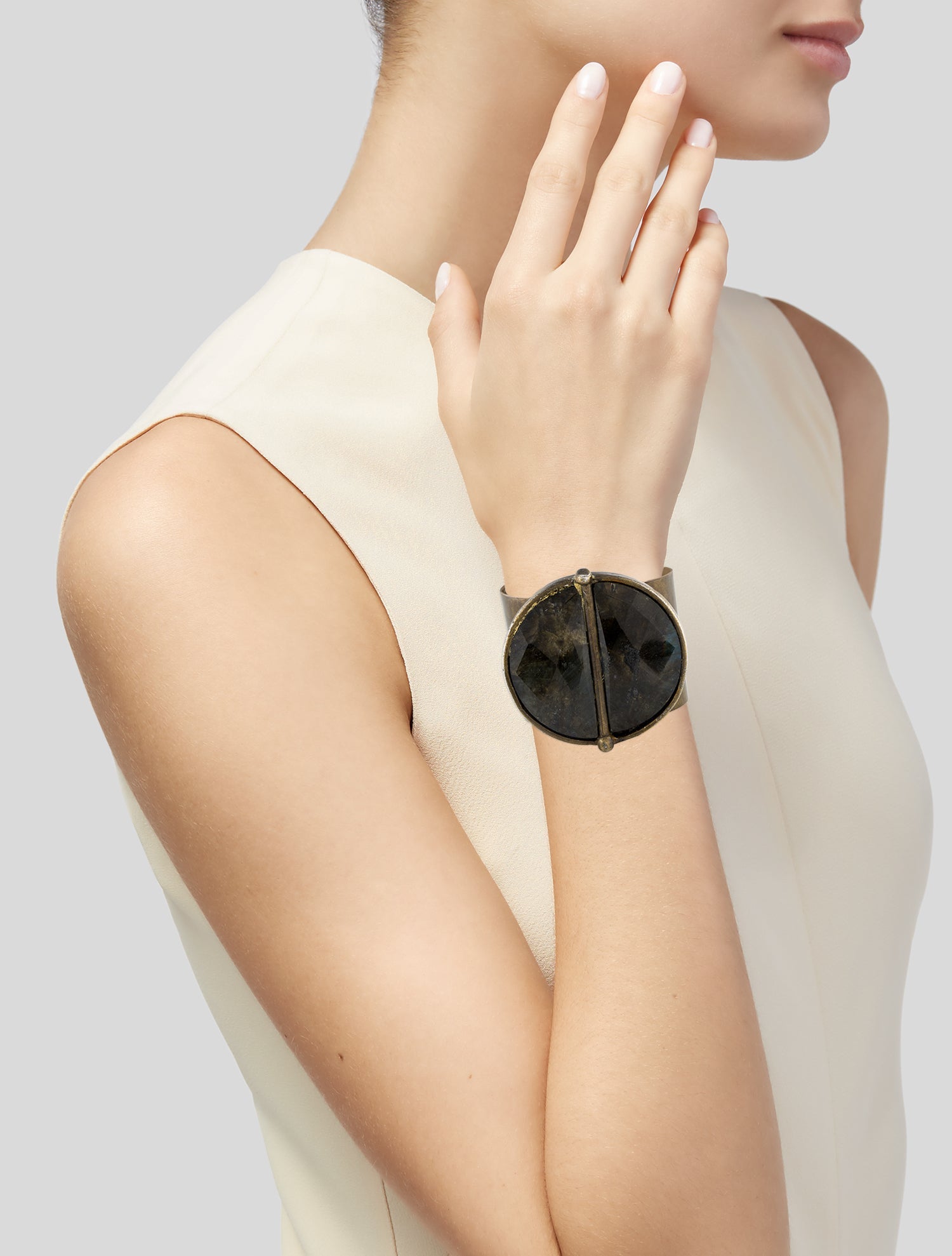 Paige Novick Labradorite Medallion Cuff Bangle