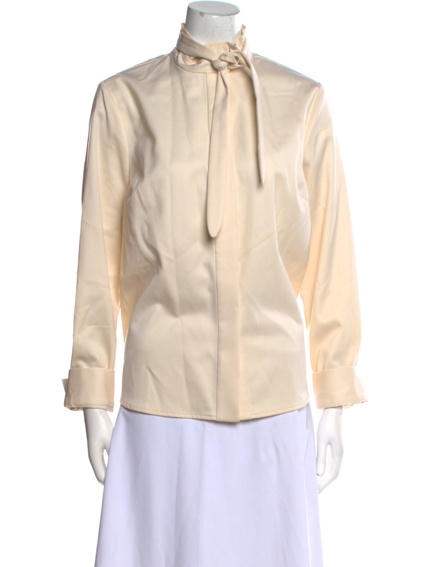 Ryan Roche Wool Mock Neck Button-Up Top