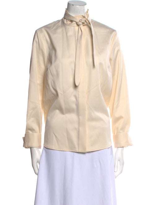 Ryan Roche Wool Mock Neck Button-Up Top