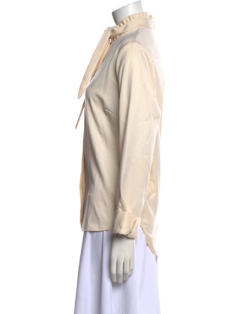 Ryan Roche Wool Mock Neck Button-Up Top