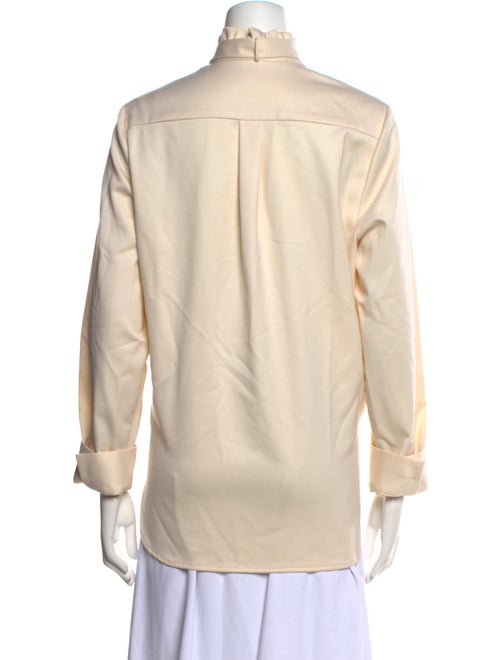 Ryan Roche Wool Mock Neck Button-Up Top