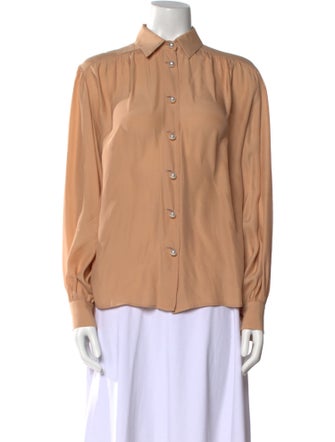 Ryan Roche Silk Long Sleeve Button-Up Top