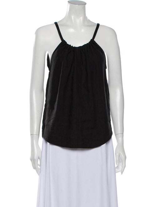 Bassike Linen Scoop Neck Top Black