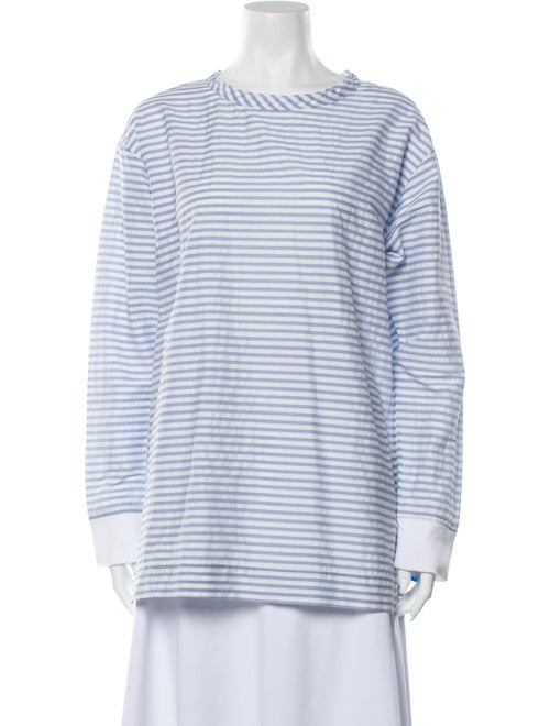 Bassike Striped Scoop Neck Blouse Blue