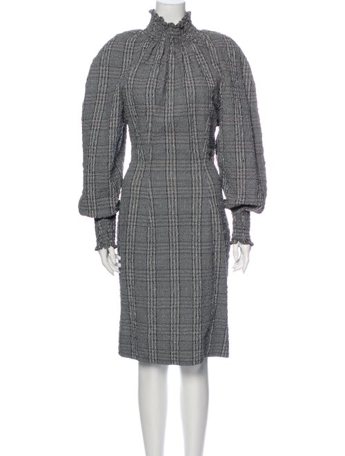 Bassike Plaid Print Knee-Length Dress Grey