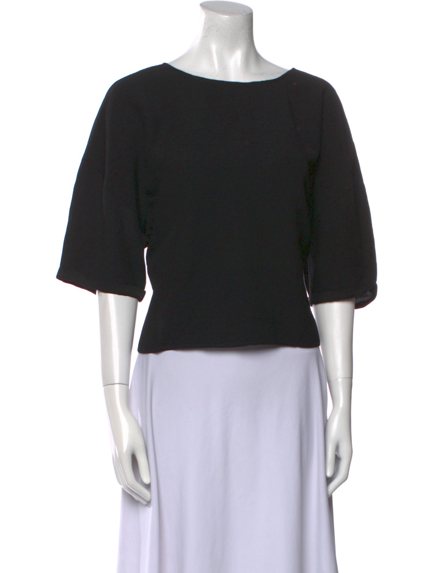 Bassike Bateau Neckline Three-Quarter Sleeve Crop Top