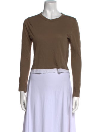 Bassike Crew Neck Long Sleeve Crop Top