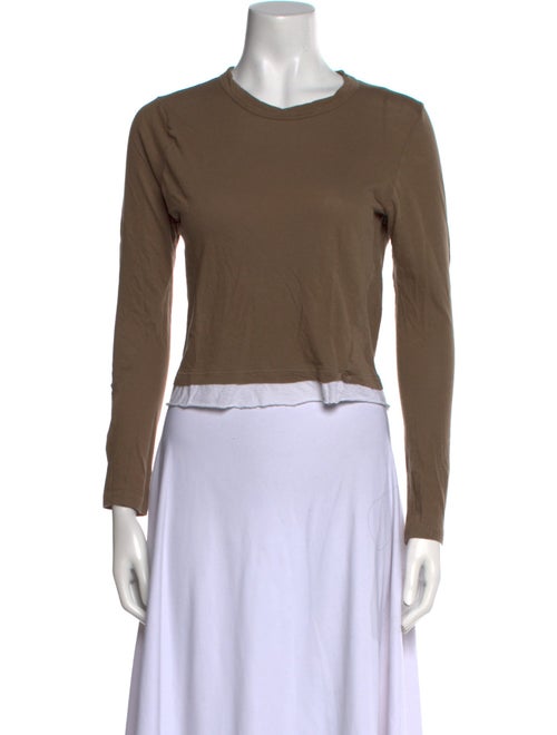 Bassike Crew Neck Long Sleeve Crop Top