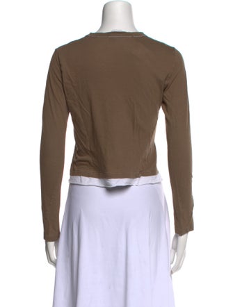 Bassike Crew Neck Long Sleeve Crop Top