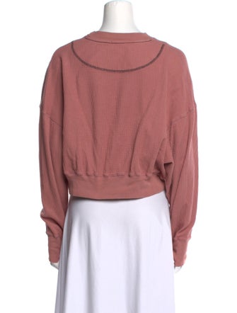 Bassike Crew Neck Long Sleeve Crop Top