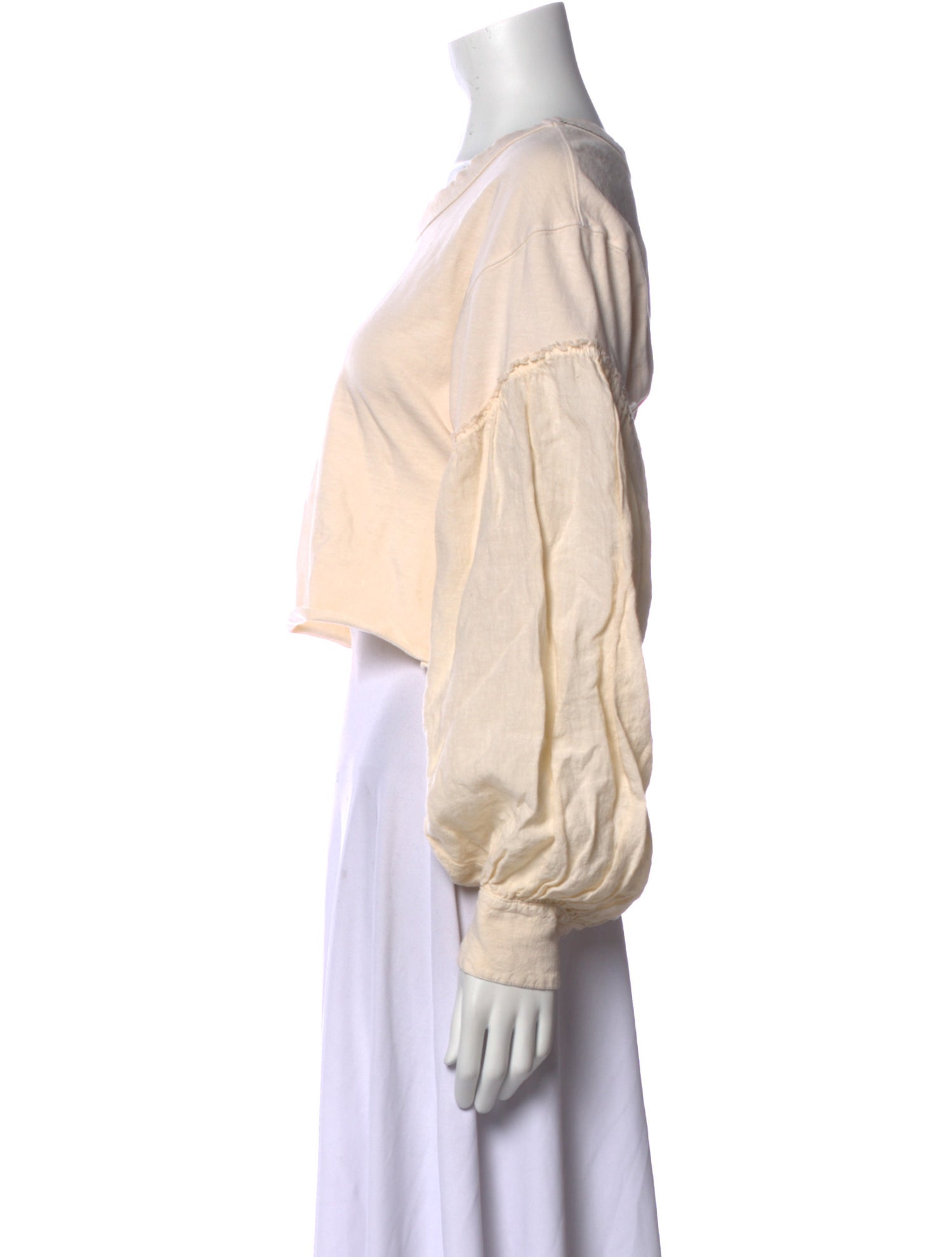 Bassike Scoop Neck Long Sleeve Crop Top