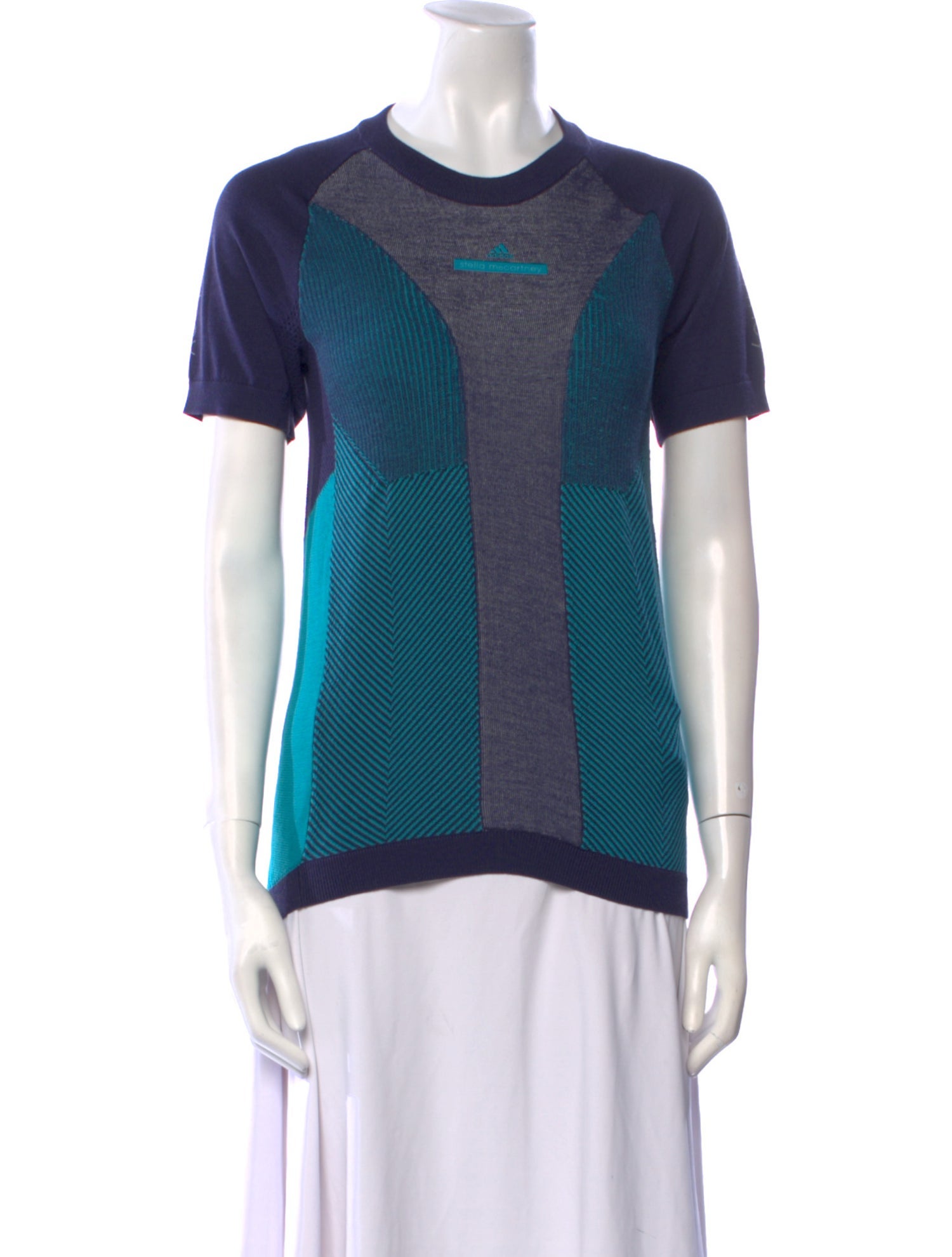 Stella McCartney for adidas Colorblock Pattern Crew Neck T-Shirt